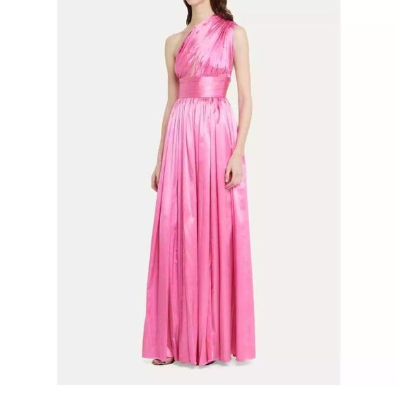 Bronx and Banco Aphrodite Ruched One Shoulder Cutout Pink Gown 4/5 NWT  $780 - Picture 2 of 9